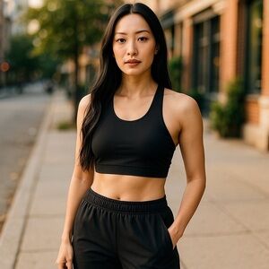 Fabletics Black Sports Bra with Racerback Design